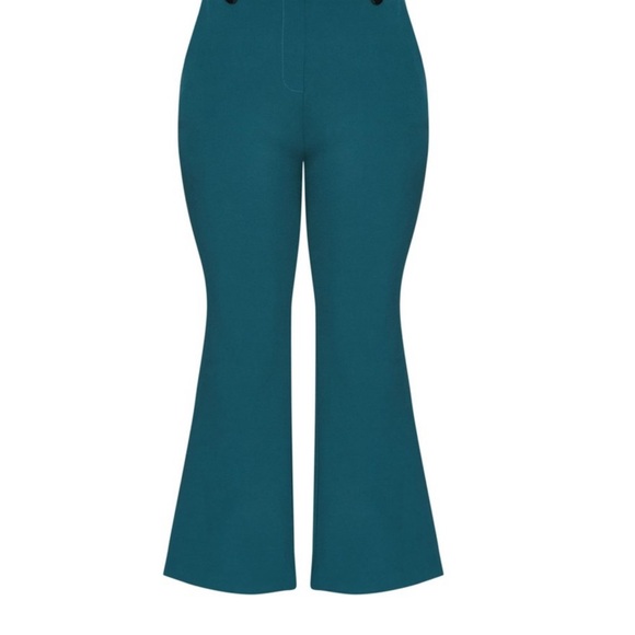 City Chic Teal Pantsuit with Wide-Leg Elegance - Picture 2 of 9